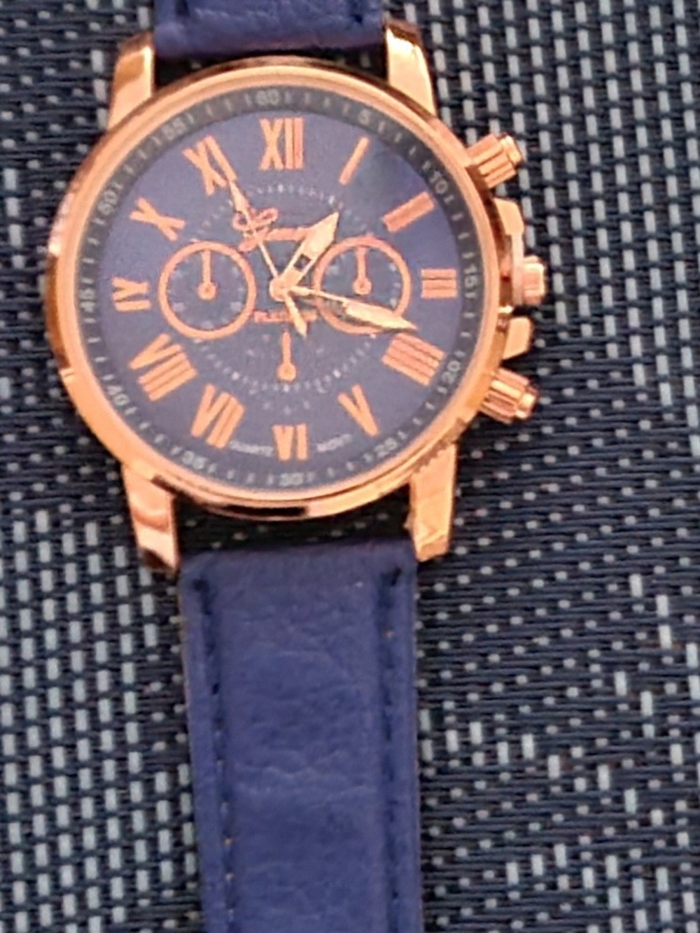 Geneva Rose Gold Case Navy Blue Dial and Strap Women's Watch